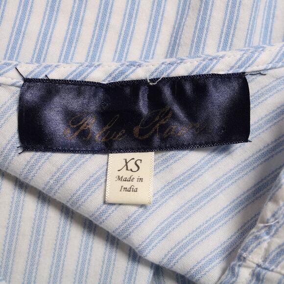 Blue Rain Striped Bell Sleeve Blouse Lace Trim Tie Back Boho Chic Light Blue XS - Picture 7 of 11